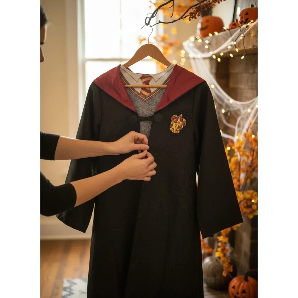 Harry Potter Gryffindor Robe Costume Kids Large 10-12 Black Burgundy Hooded L